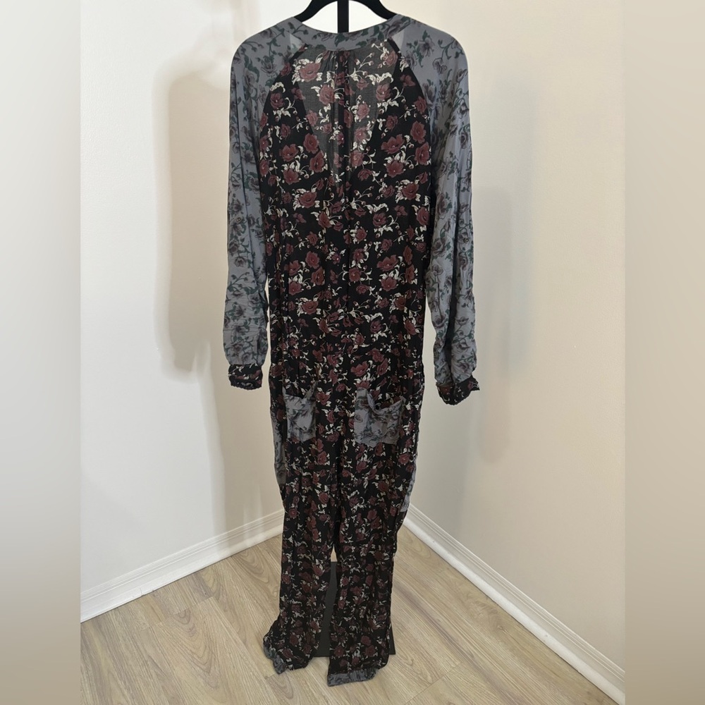 Free People Floral Print Jumpsuit in Black & Blue - Picture 3 of 5